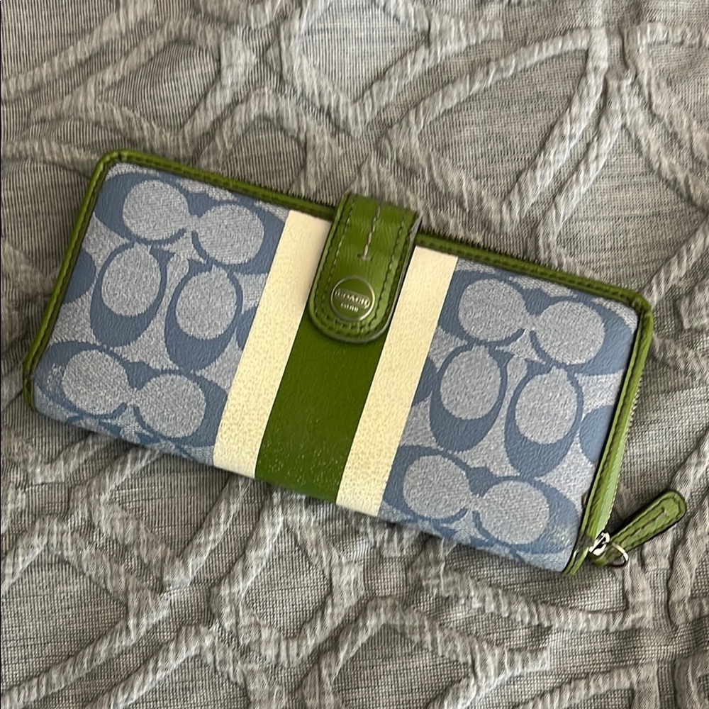 Coach Olive and Sky Blue Wallet